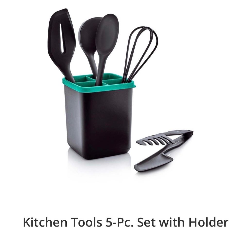 Tupperware Kitchen Utensil Cooking Tools 5Pc Starter Set with FREE Holder